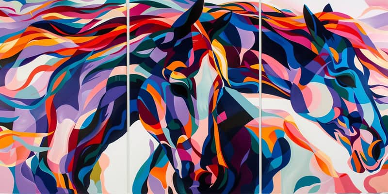 Prismatic Equines: A Symphony of Color premium reproduction
