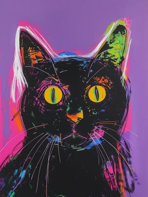 Neon Feline: Vibrant Whiskers wall art