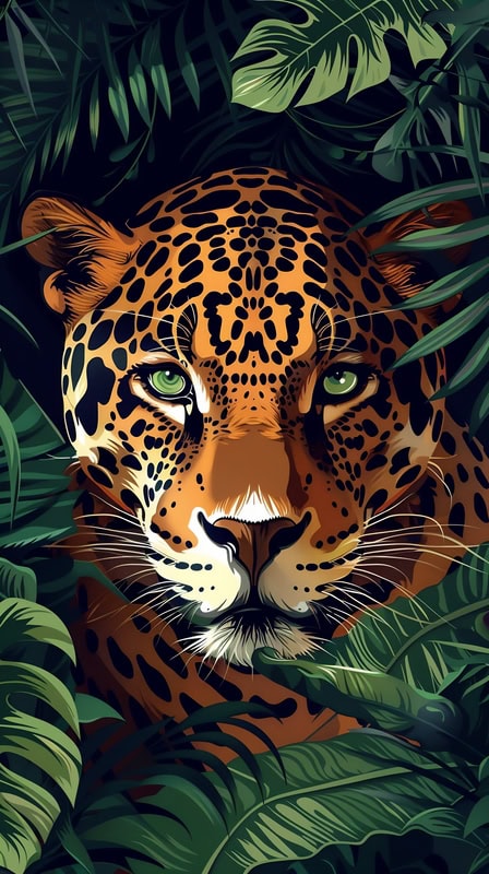 Majestic Jaguar in Lush Jungle premium reproduction