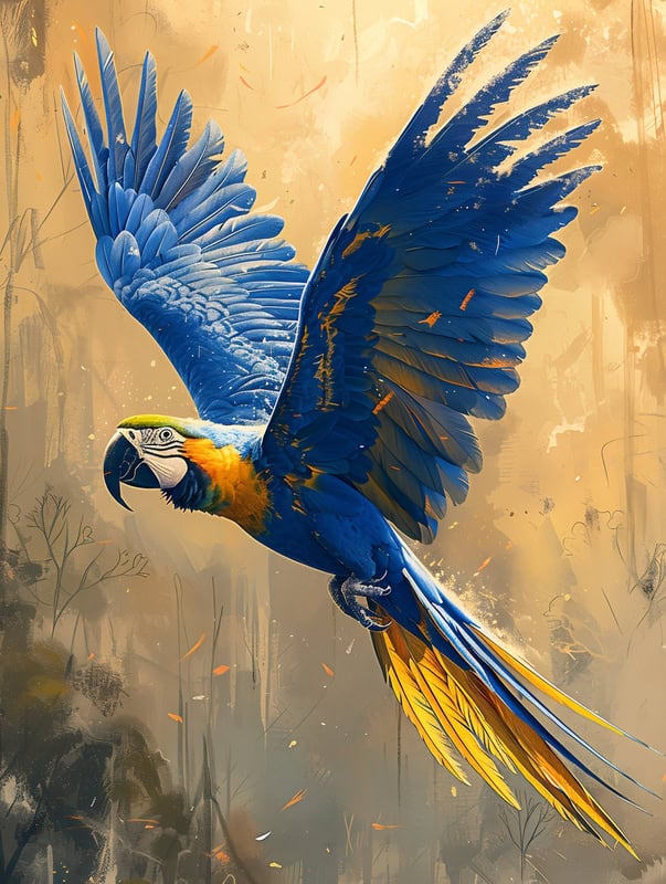 Majestic Flight: The Vibrant Macaw premium reproduction