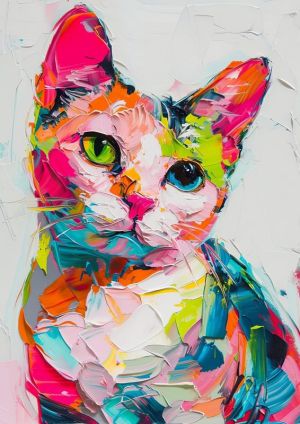 Vibrant Feline Muse: A Palette of Emotions wall art
