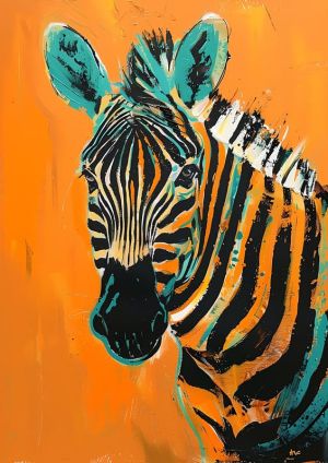 Vibrant Zebra Portrait - Contemporary Wildlife Art wall art