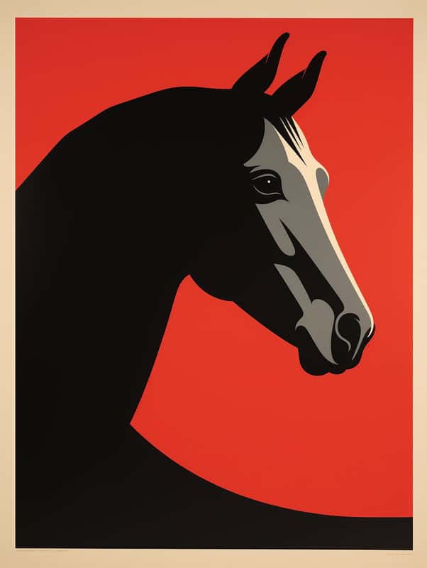 Majestic Equine Silhouette on Crimson premium reproduction