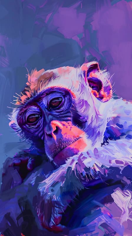 Prismatic Reverie: Contemplative Primate Art premium reproduction