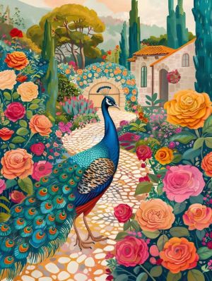 Majestic Peacock in Enchanted Garden wall art