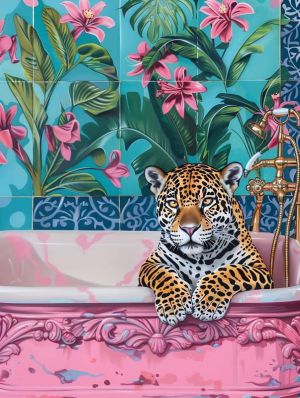 Majestic Jaguar in Floral Sanctuary wall art