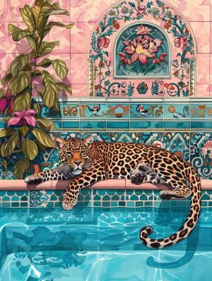 Serene Elegance: The Resting Jaguar wall art