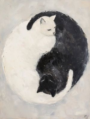 Harmony in Duality: Yin Yang Cats Art wall art