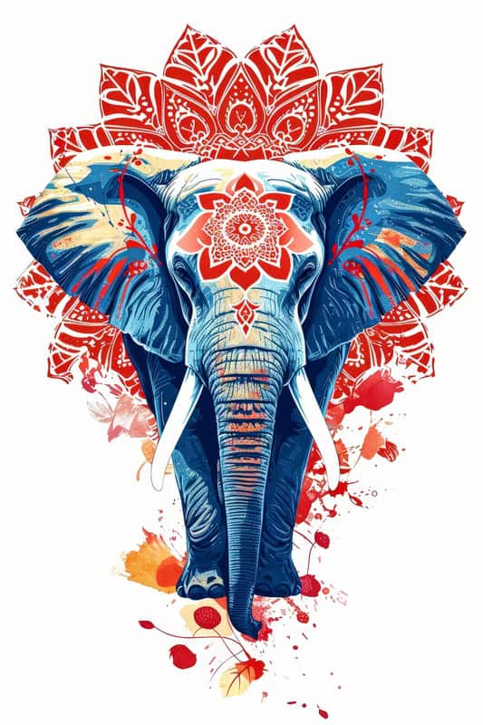 Majestic Reverie: The Elephant Mandala premium reproduction