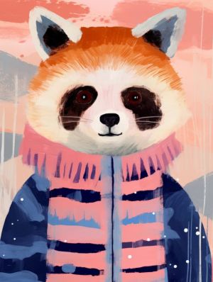 Whimsical Winter Red Panda Portrait wall art