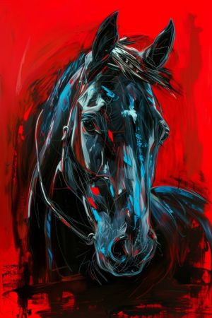 Majestic Elegance: Equine Gaze in Crimson wall art