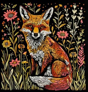 Majestic Fox Amidst Blossoms wall art