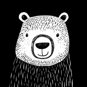 Charming Ursine Elegance - Black & White Bear Art wall art