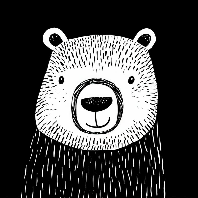 Charming Ursine Elegance - Black & White Bear Art premium reproduction
