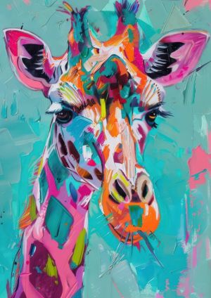 Vibrant Giraffe: A Symphony of Colors wall art
