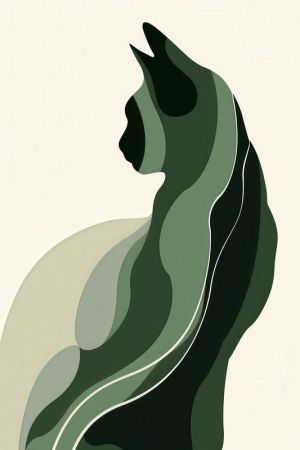 Harmony in Silhouette: The Abstract Cat wall art