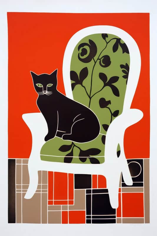 Serenade of the Domestic: Cat on a Verdant Throne premium reproduction