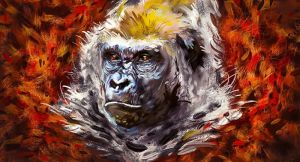 Majestic Primate in Vibrant Hues wall art