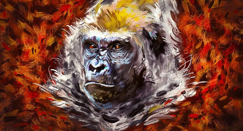 Majestic Primate in Vibrant Hues premium reproduction