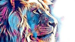 Majestic Lion: Vibrant King Portrait wall art