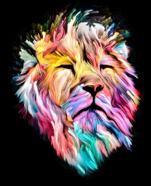Vibrant Majesty: The Kaleidoscopic Lion wall art