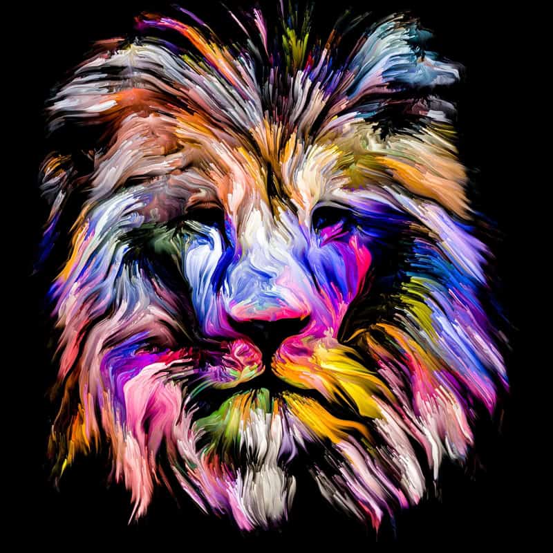 Majestic Vibrance: The Painted Lion premium reproduction