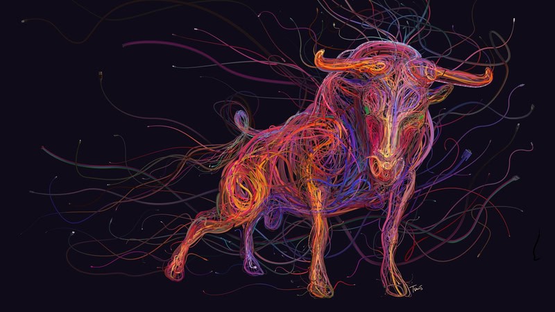 Dynamic Essence: The Spirited Bull premium reproduction