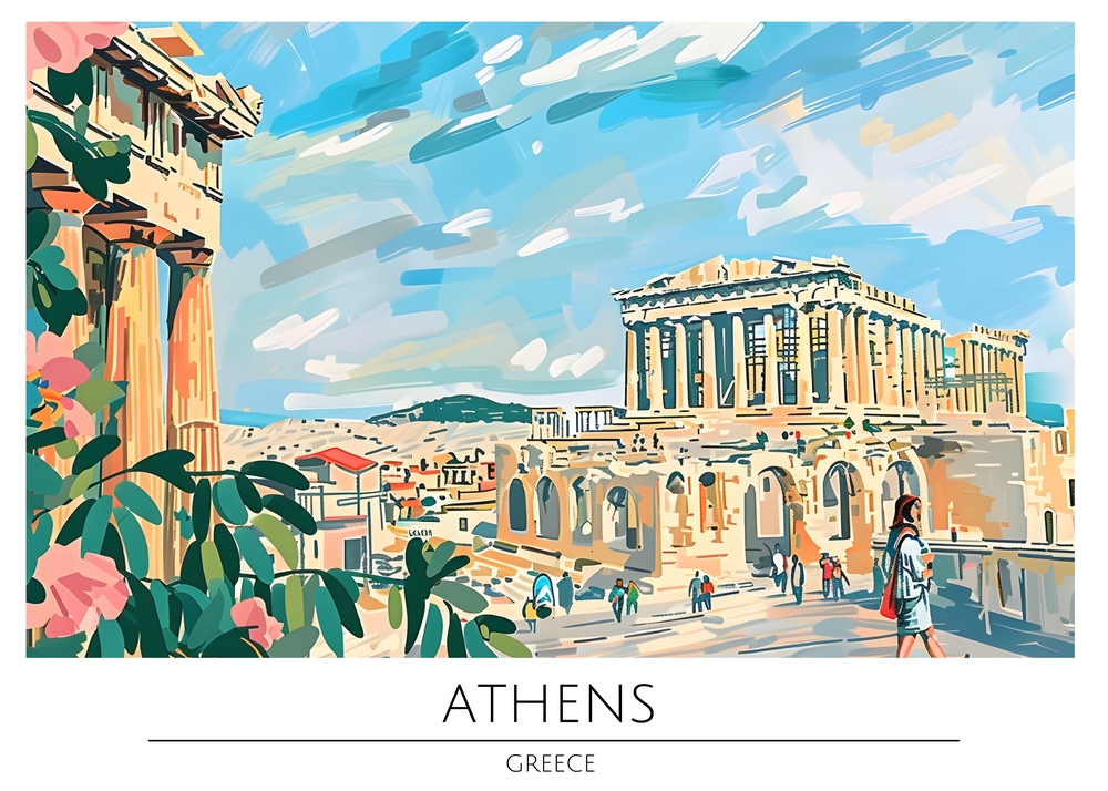 Elysian Reflections: The Acropolis in Hues premium reproduction