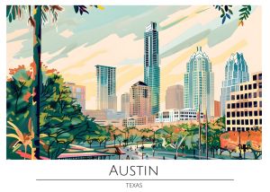 Austin Skyline - Vibrant Urban Landscape Art wall art