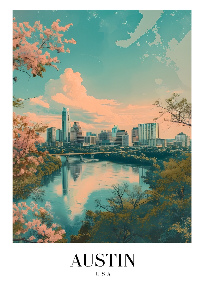 Austin Skyline Reverie: A Tranquil Perspective premium reproduction