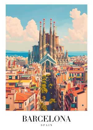 Barcelona Aerial Symphony - Sagrada Familia Perspective wall art