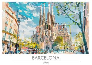 Barcelona Skyline: Artistic Interpretation wall art