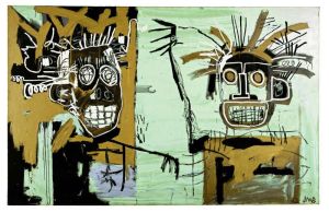 Basquiat - Two Heads on Gold Canvas wall art