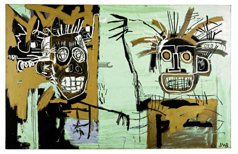 Basquiat - Two Heads on Gold Canvas premium reproduction