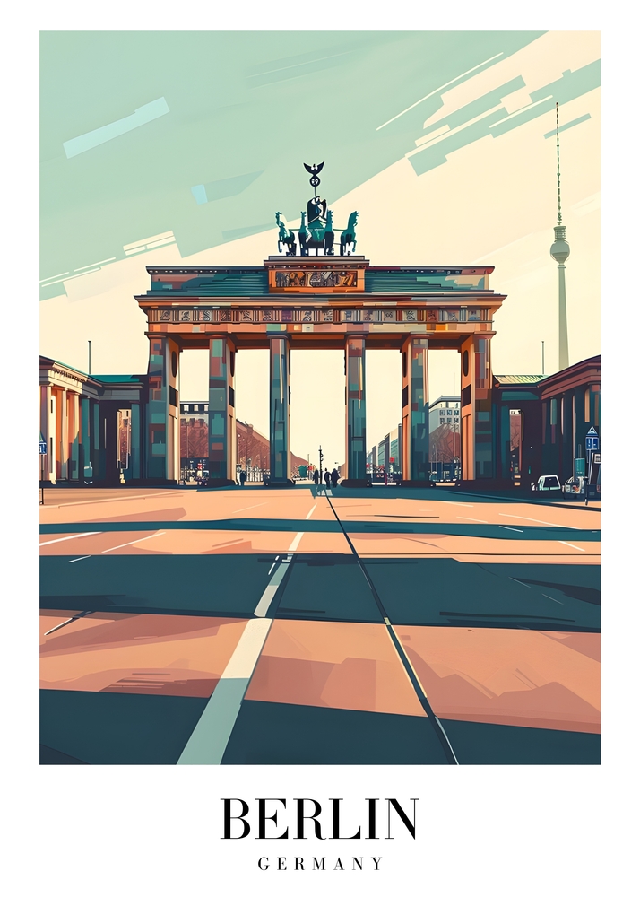 Brandenburg Gate in Modern Art - Berlin Impression premium reproduction