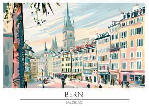 Bern and Salzburg: A Harmonious Urban Landscape wall art