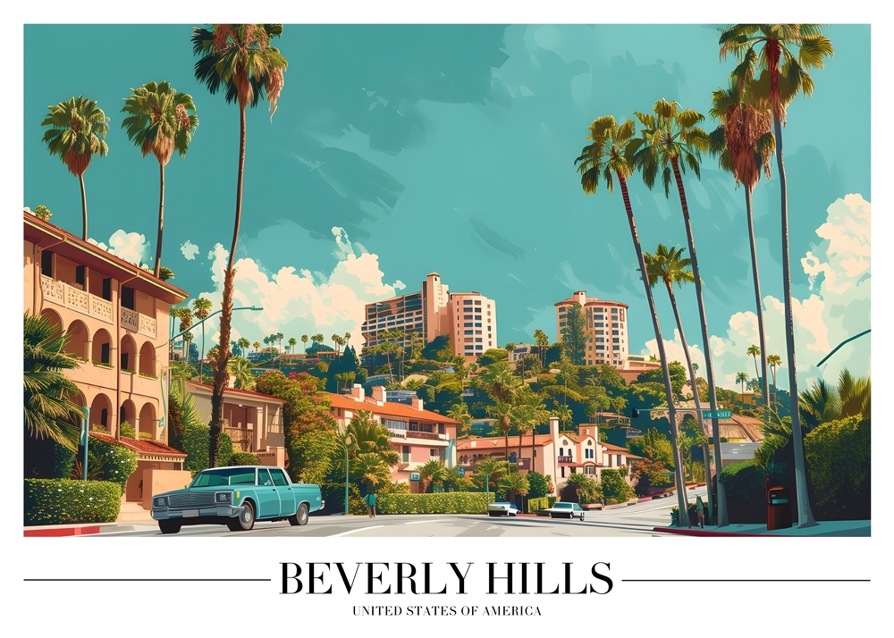 Beverly Hills Boulevard - A California Dream premium reproduction