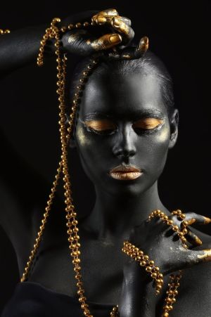 Ethereal Elegance: Black and Gold Enchantment wall art