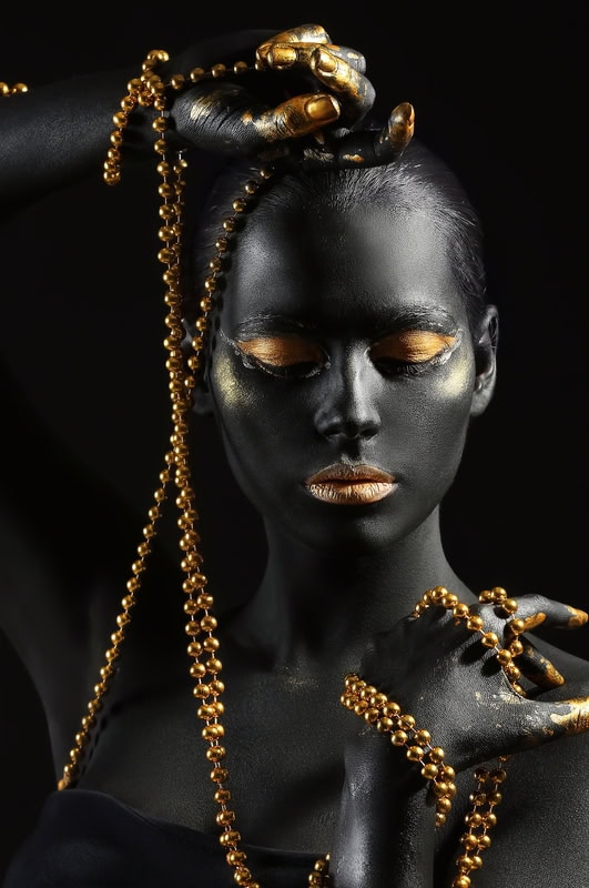 Ethereal Elegance: Black and Gold Enchantment premium reproduction