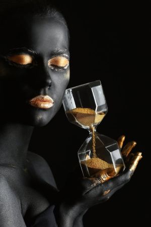 Ethereal Time: A Symphony in Black and Gold wall art