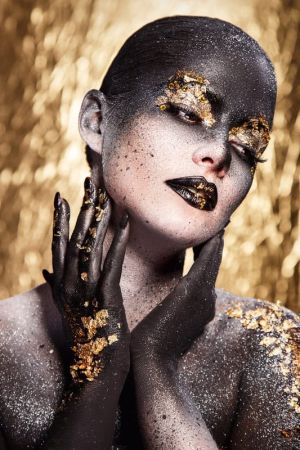Ethereal Elegance in Black and Gold wall art