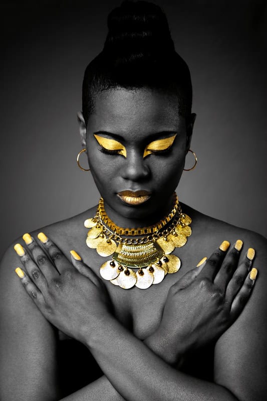 Opulent Serenity: Black and Gold Essence premium reproduction