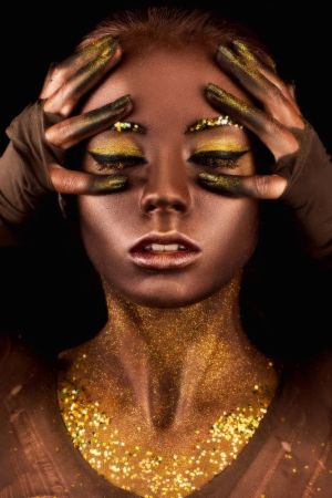 Gilded Illumination: A Modern Portrait wall art