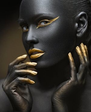 Ethereal Elegance: Black and Gold Reverie wall art