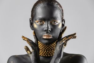 Opulent Contrast: A Study in Black and Gold wall art