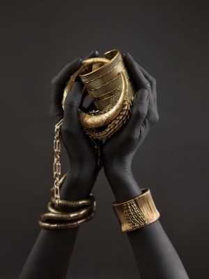 Ethereal Elegance: The Dance of Shadows and Gold wall art