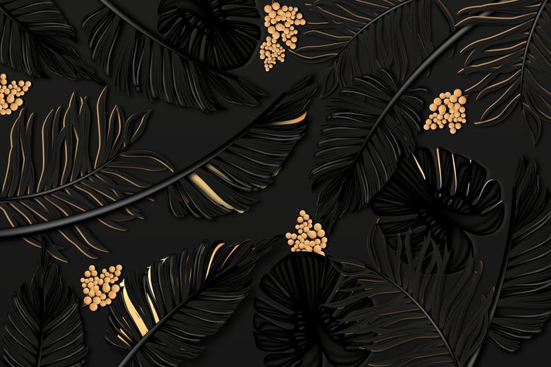 Nocturnal Elegance: Botanical Gold premium reproduction