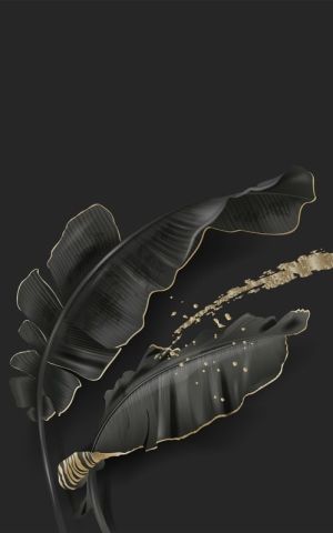 Luxe Nocturne: Gilded Leaves wall art