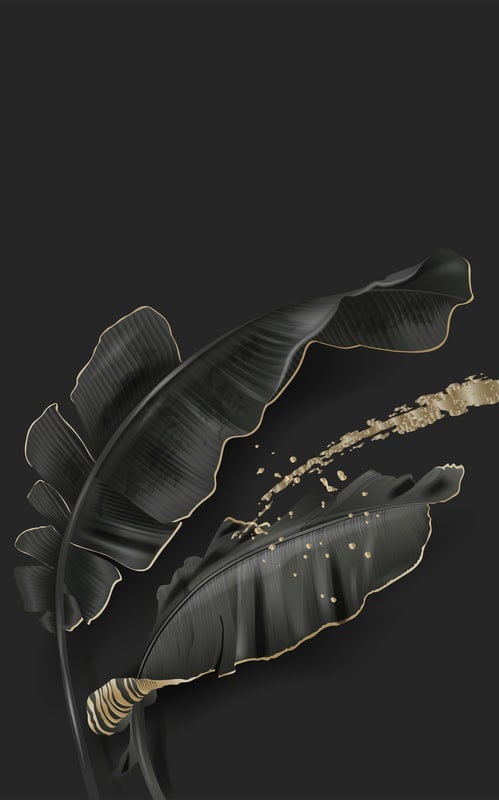 Luxe Nocturne: Gilded Leaves premium reproduction