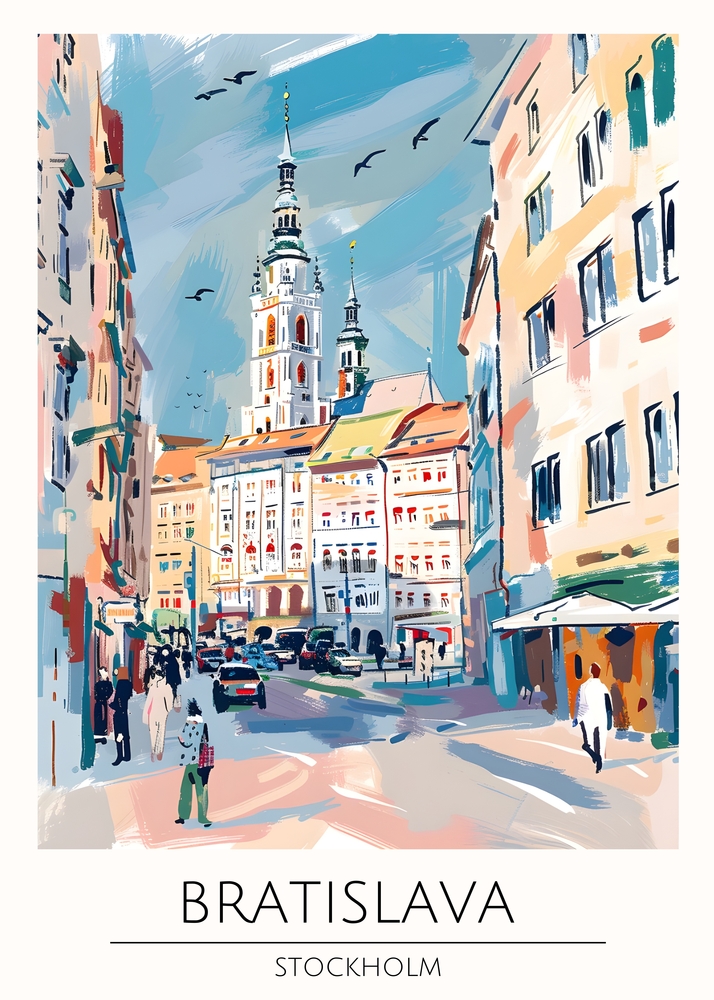 Urban Symphony: Bratislava Meets Stockholm premium reproduction
